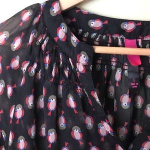Pure energy bird sheer black blouse birds 1x top